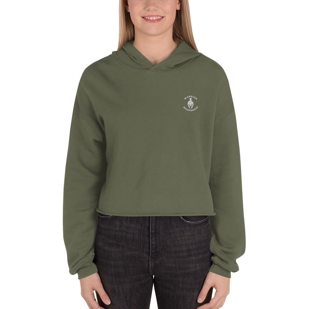 Crop Hoodie White Logo